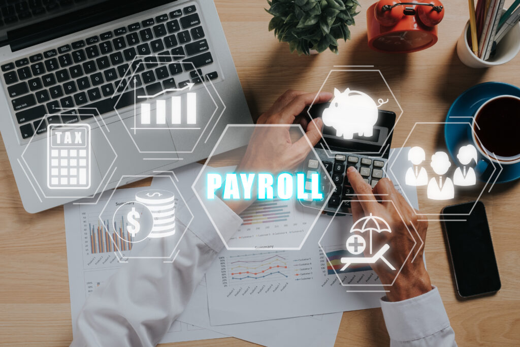 Payroll and HR finance management with virtual reality interface